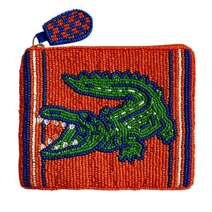 Florida Gators Football Game Day Coin Purse, Beaded Alligator Coin Purse